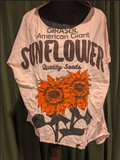Kathmandu Imports Cotton Sunflower Graphic Top – Girasol American Giant Seed Packet Print | Boho Boutique Clothing