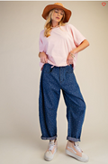 Easel Wide‑Leg Dotted Pattern Jeans – Light Wash Boho Denim | Boho Boutique Clothing