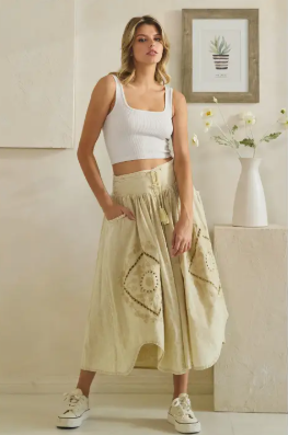 Oli & Hali Wide‑Leg Linen Bohemian Pants – Natural Beige Flow Pants | Boho Boutique Clothing