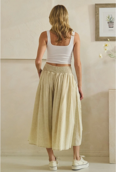 Oli & Hali Wide‑Leg Linen Bohemian Pants – Natural Beige Flow Pants | Boho Boutique Clothing