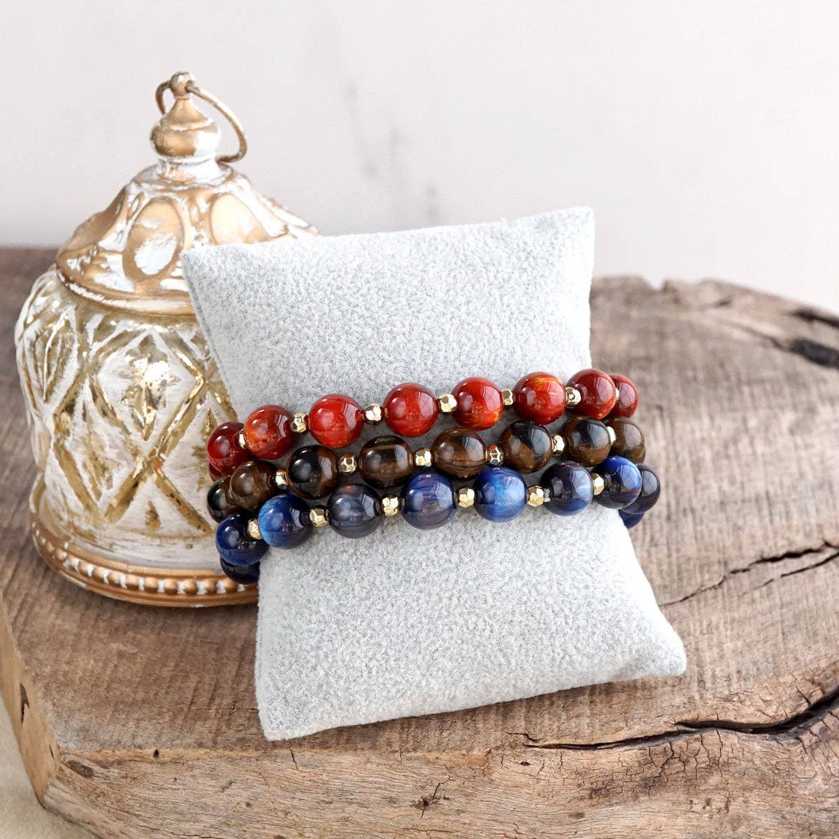 Acrylic Beaded Stretch Bracelet - Fall Glow Single - Three colors