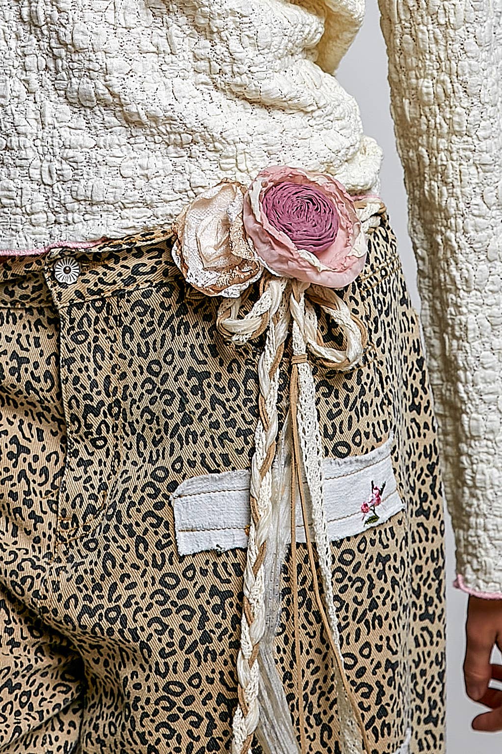 POL Adjustable Double Rose Tie Belt – Floral Boho Waist Cinch Accessory | Boutique Styling Essential