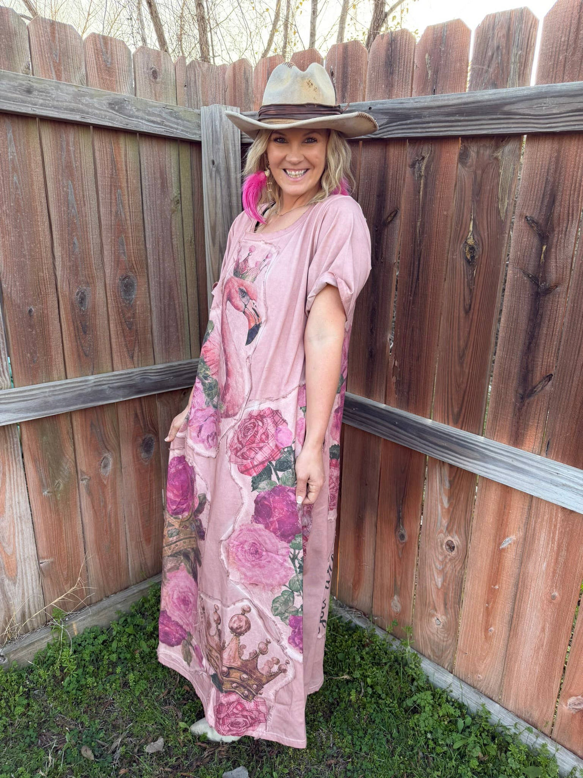 A Rare Bird-Pink Flamingo T-Shirt Dress-Boho Boutique Clothing