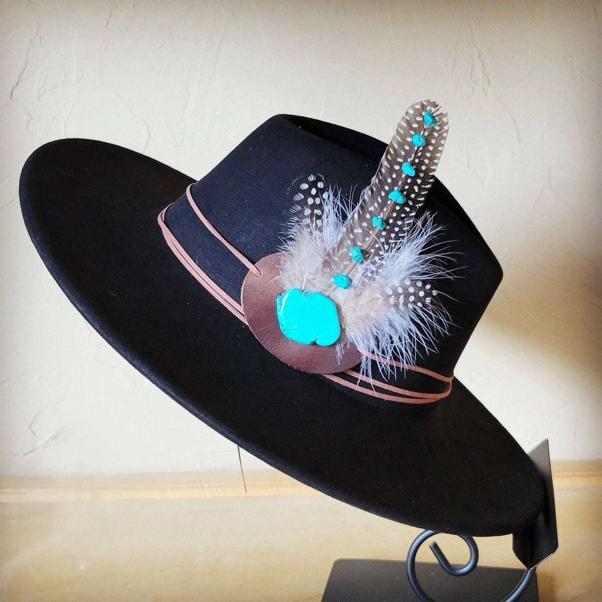 The Jewelry Junkie Turquoise Feather Hat Band – Western Boho Cowgirl Hat Accessory | Boho Boutique Clothing