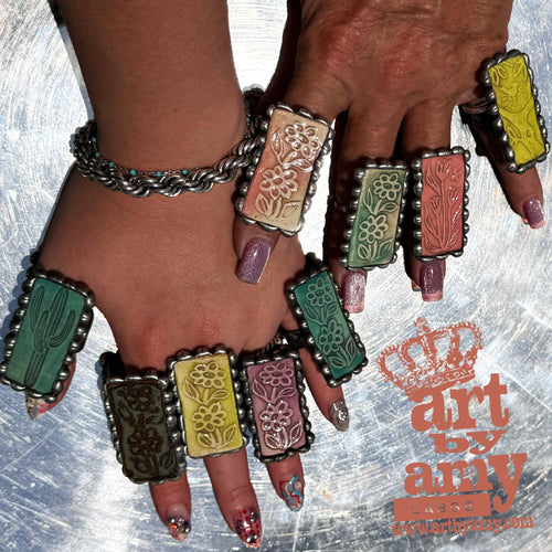 Art by Amy Flower Pots: Turquoise / Double Flowers-Boho Boutique Accessories