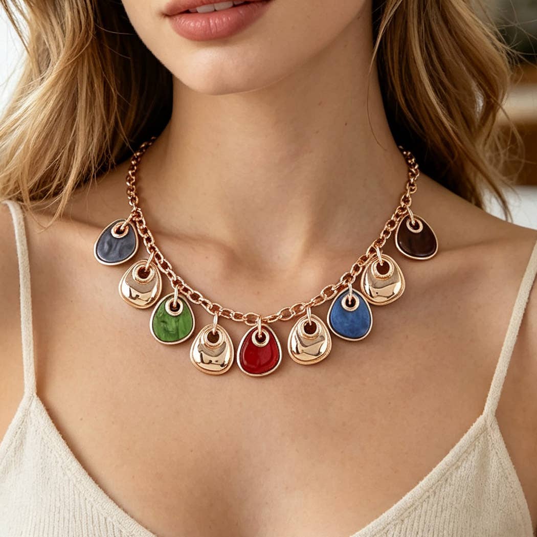 Marble Stone Scale Charm Necklace: GMT