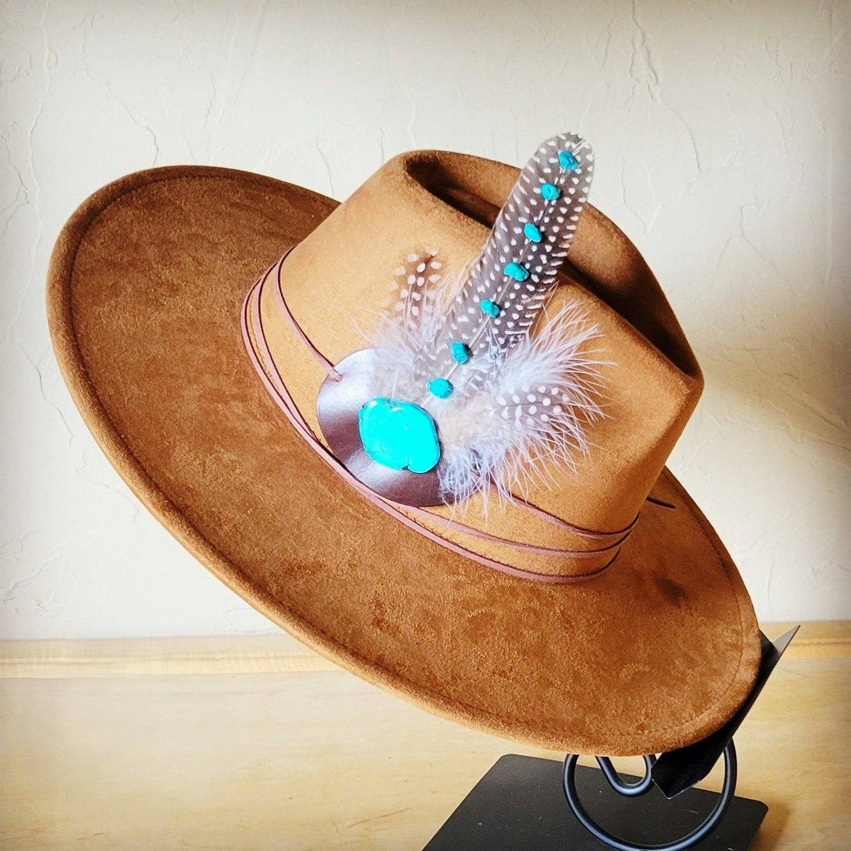 The Jewelry Junkie Turquoise Feather Hat Band – Western Boho Cowgirl Hat Accessory | Boho Boutique Clothing