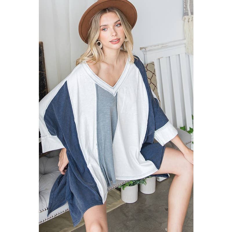 Oli&Hali - MINERAL WASHED COLOR BLOCK DETAIL LOOSE TEE