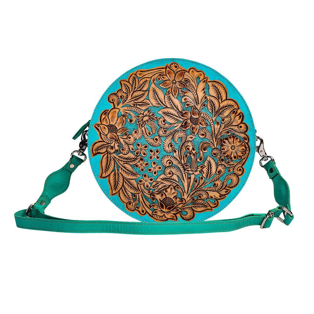 Myra Bag - Cimarron Bluff Hand-tooled Round Bag