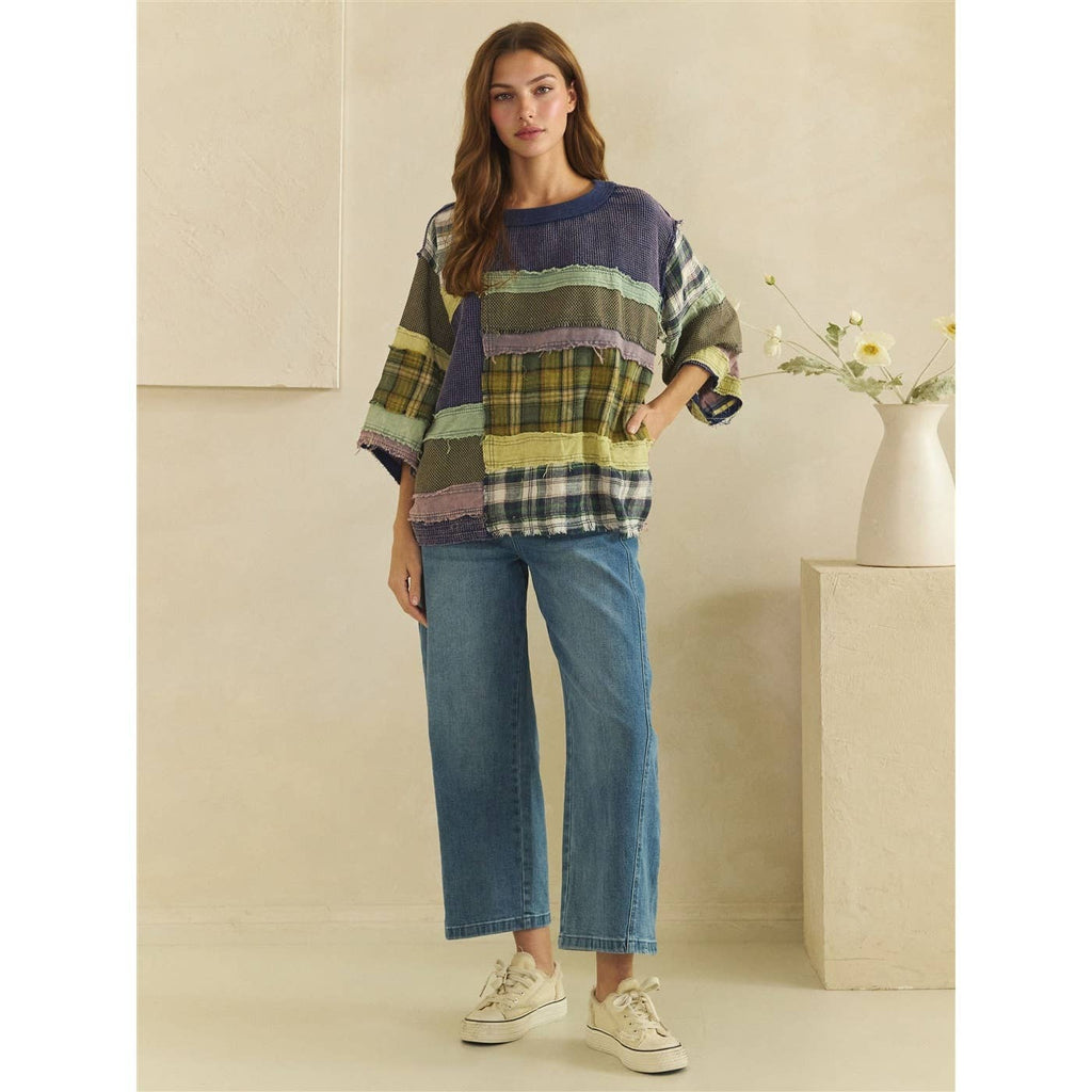 Oli&Hali - WASHED FABRIC MIX COLOR BLOCK TOP
