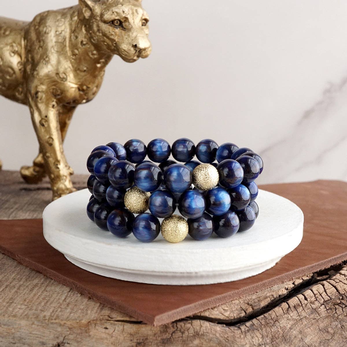 Chunky Beaded Stretch Bracelet Set – Fall Glow: Peacock
