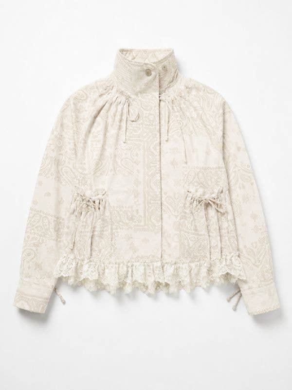 Davi & Dani Frayed Hem Pattern Jacket – Taupe Textured Boho Shacket | Boho Boutique Clothing
