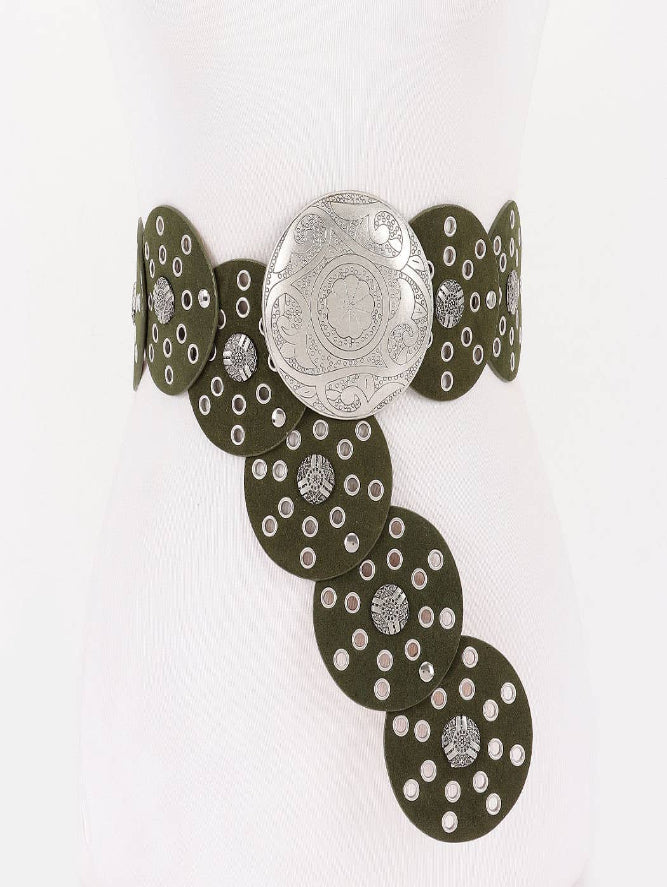 Faux Leather Disc Belt-Boho Boutique Belts