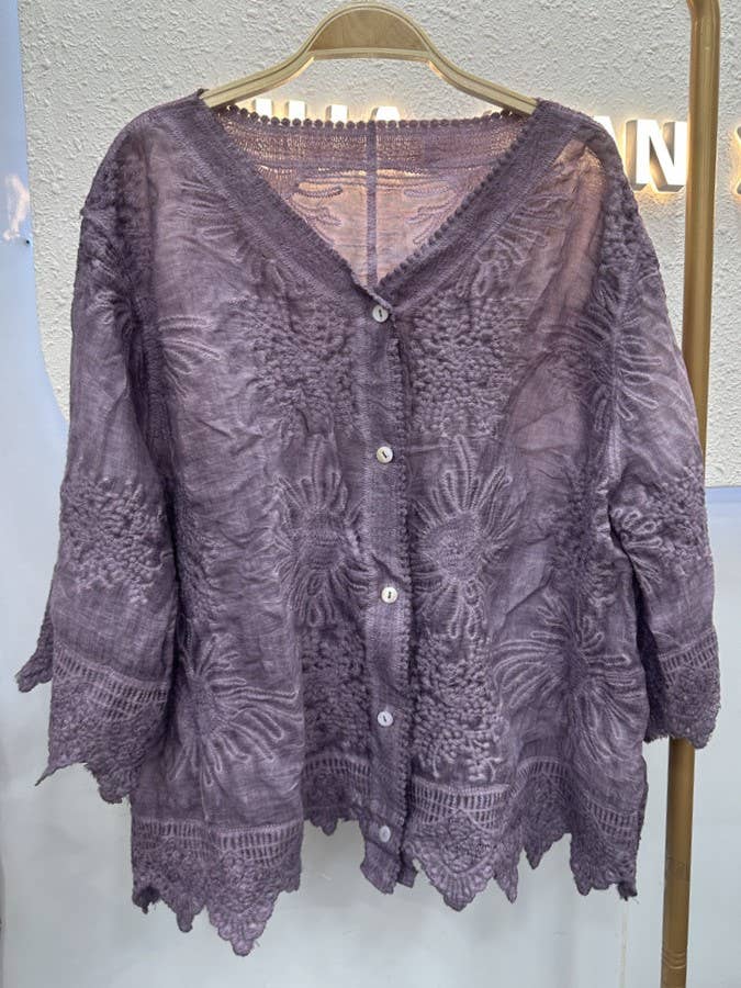 Embroidered Cotton Blend Top – Vintage Floral Lace Boho Top | Boho Boutique