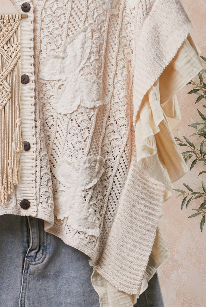 Cardigan detail 1 with beige backdrop