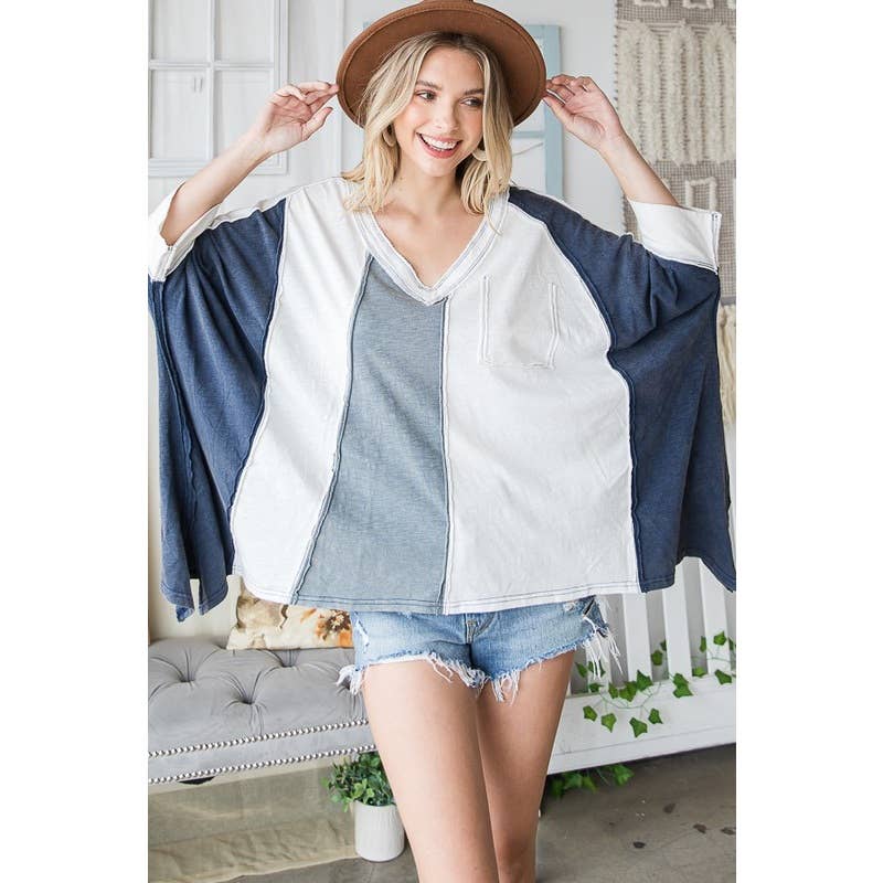 Oli&Hali - MINERAL WASHED COLOR BLOCK DETAIL LOOSE TEE