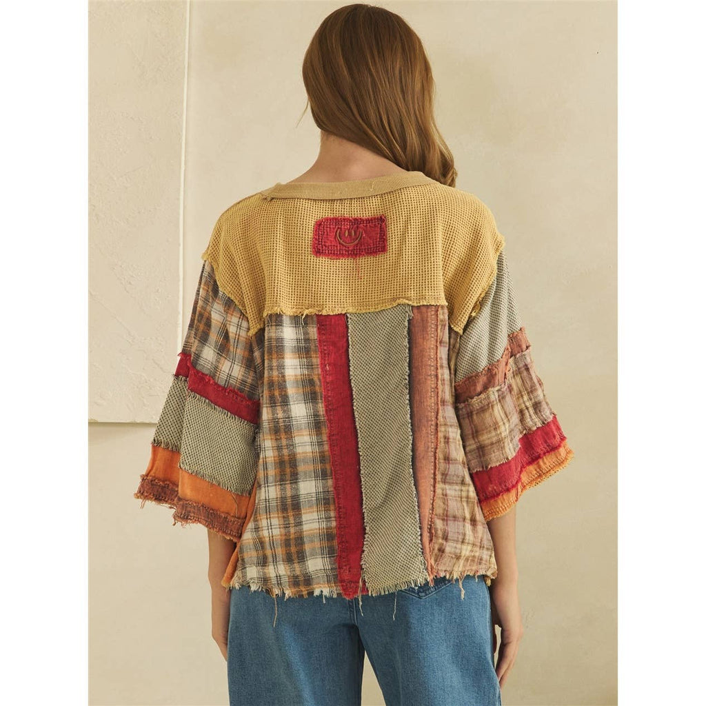 Oli&Hali - WASHED FABRIC MIX COLOR BLOCK TOP