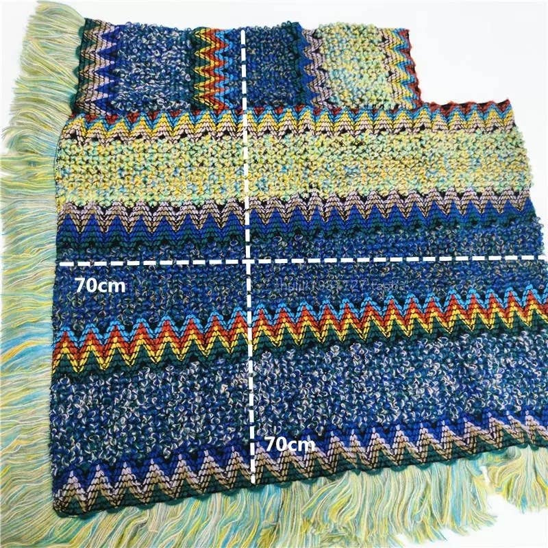 Rosa Clothing - Western Colorful Crochet Patterned kimono shawl