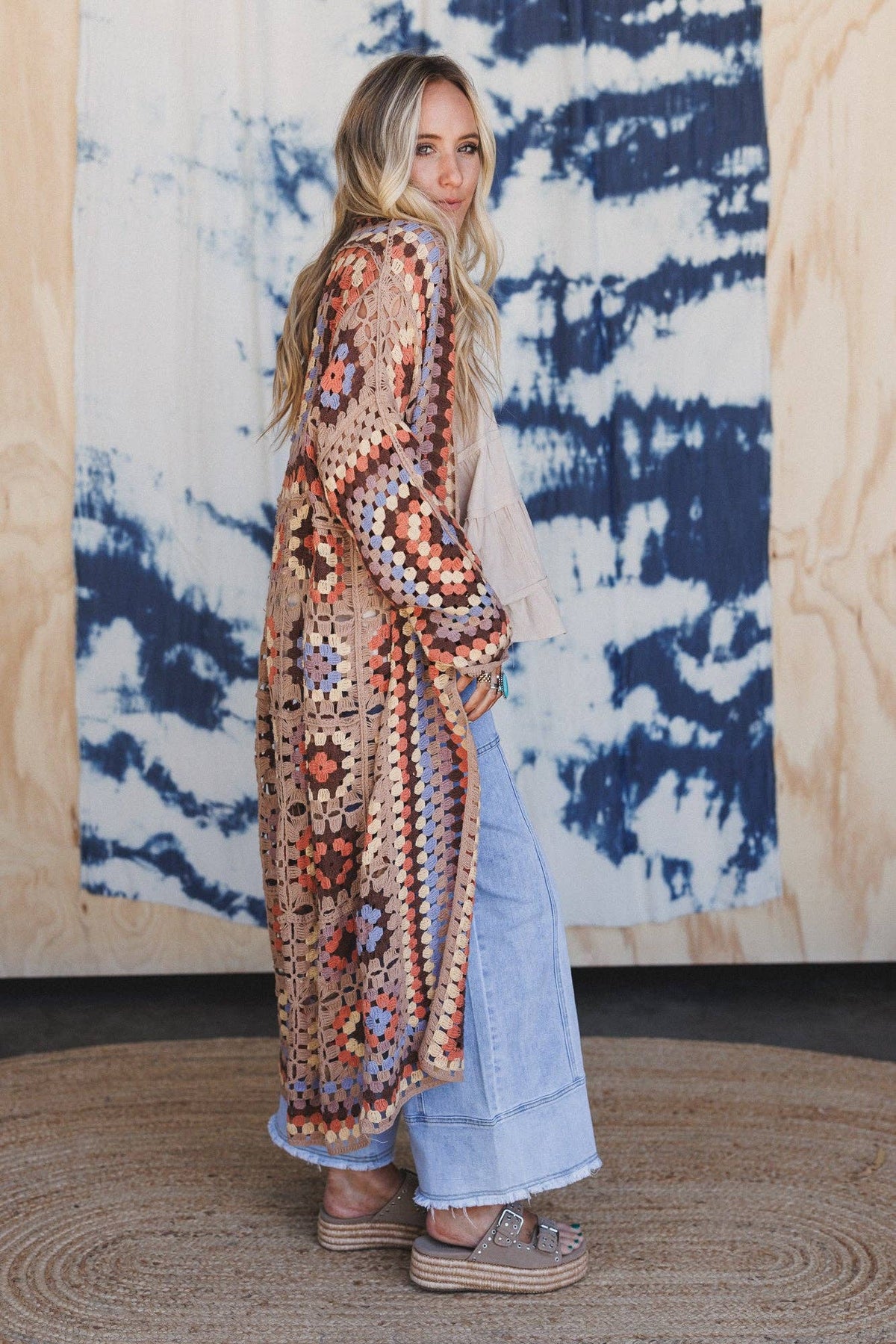 Three Bird Nest Crochet Patchwork Cardigan – Multicolor Boho Knit Duster | Boho Boutique Clothing