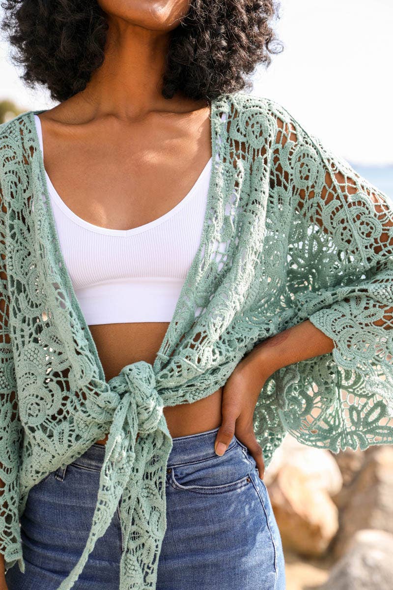 Leto Accessories - Summer Crochet Floral Petal Kimono Wrap ☀️