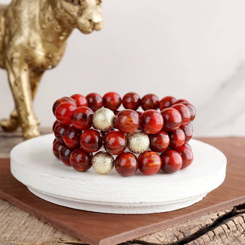 Chunky Beaded Stretch Bracelet Set – Fall Glow: Peacock