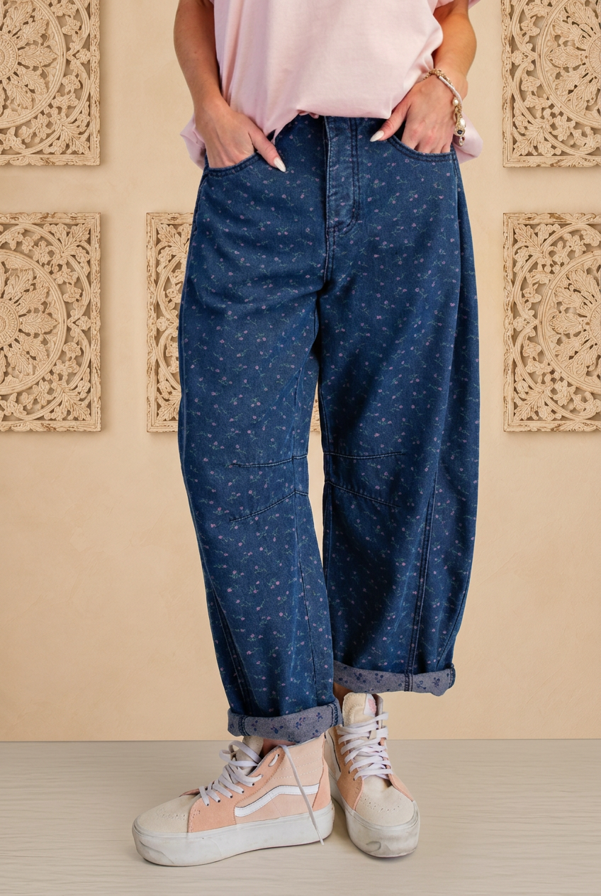 Dotted denim close-up with beige boho background