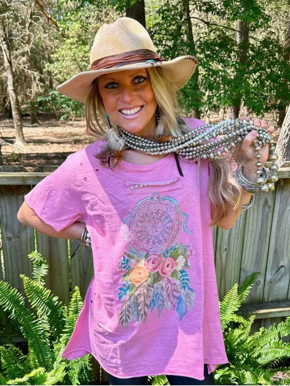 A Rare Bird-Dream Catcher Tattered Tee-Boho Boutique Clothing