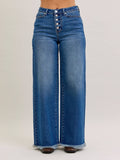 Judy Blue High‑Waisted Button‑Fly Wide‑Leg Jeans – Vintage Blue Denim | Boho Boutique Clothing