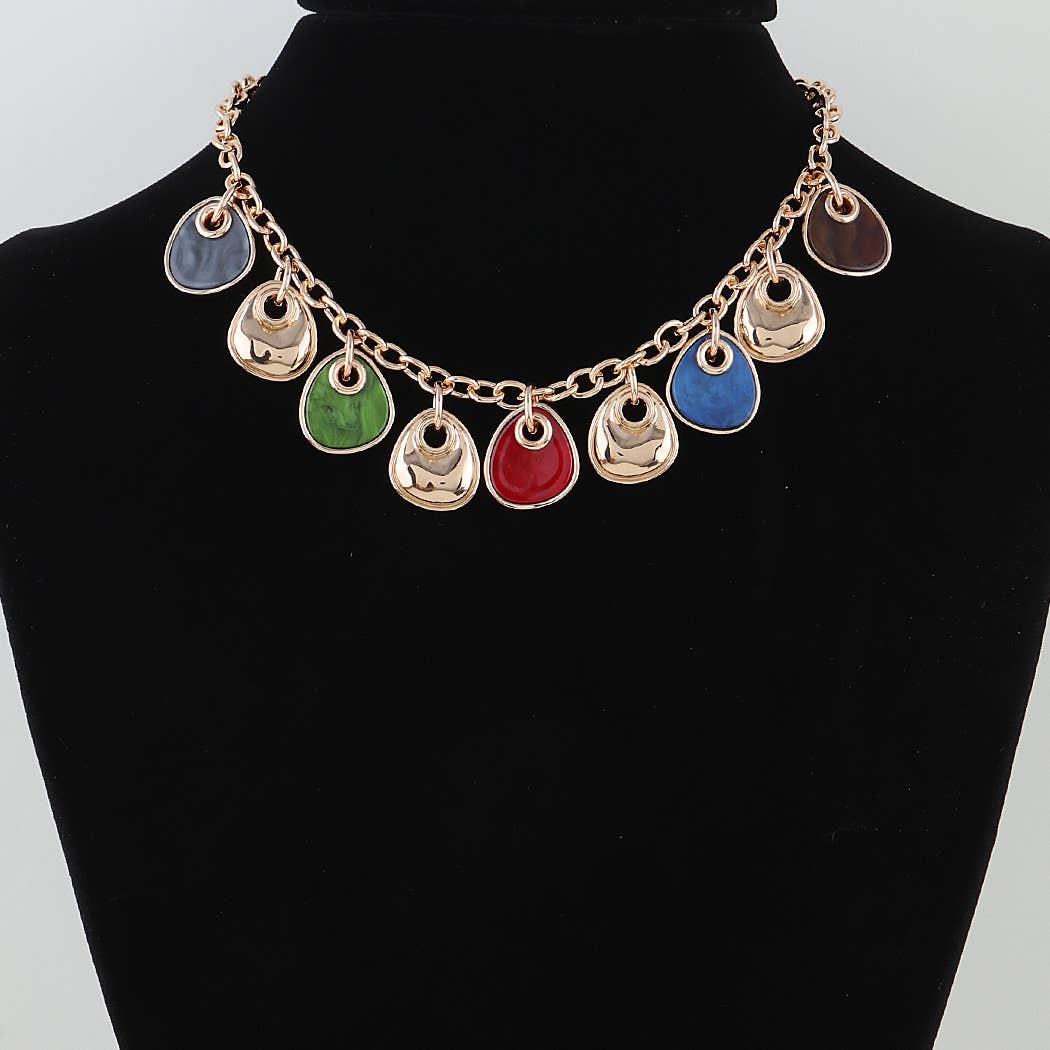 Marble Stone Scale Charm Necklace: GMT