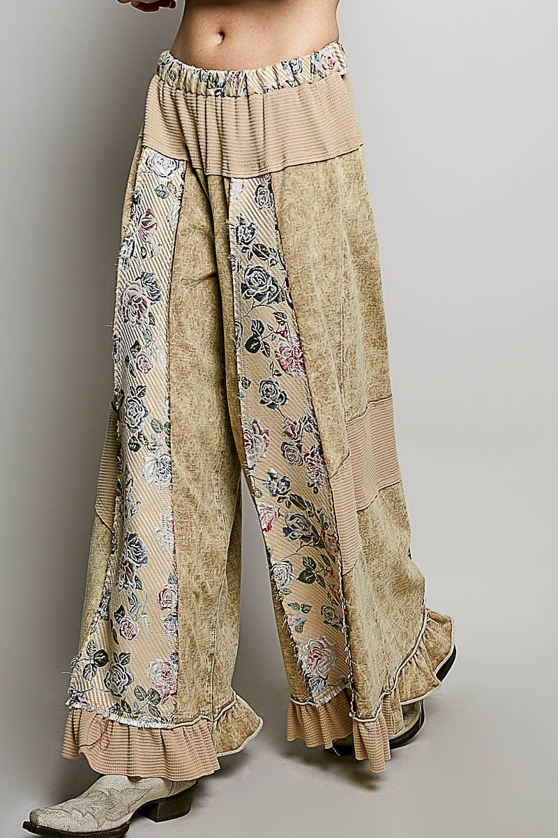 Pol Clothing - French Terry Ruffle Hem Straight-Leg pants