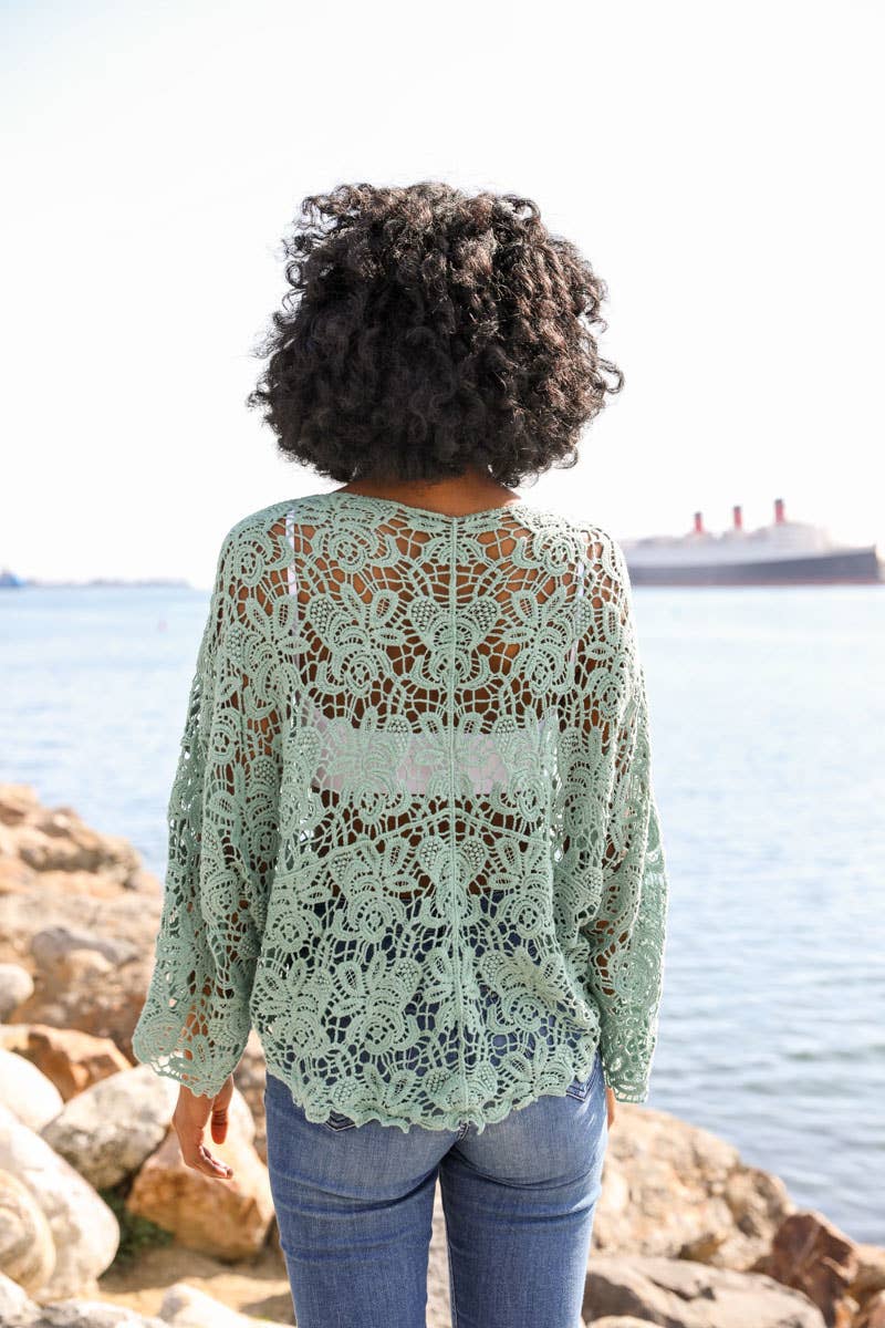 Leto Accessories - Summer Crochet Floral Petal Kimono Wrap ☀️