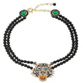 Eye Candy Los Angeles - Tiger head Black Onyx Statement Necklace