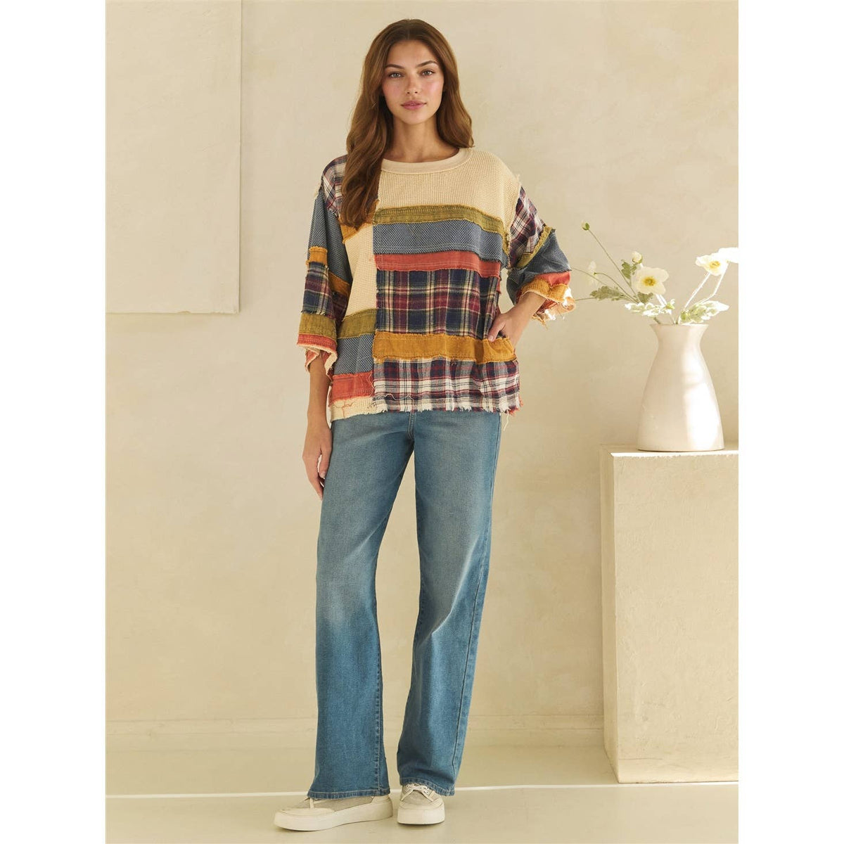 Oli&Hali - WASHED FABRIC MIX COLOR BLOCK TOP