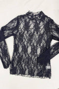 Jade by Jane Sheer Floral Lace Top – High‑Neck Vintage Cream Blouse | Boho Boutique Clothing