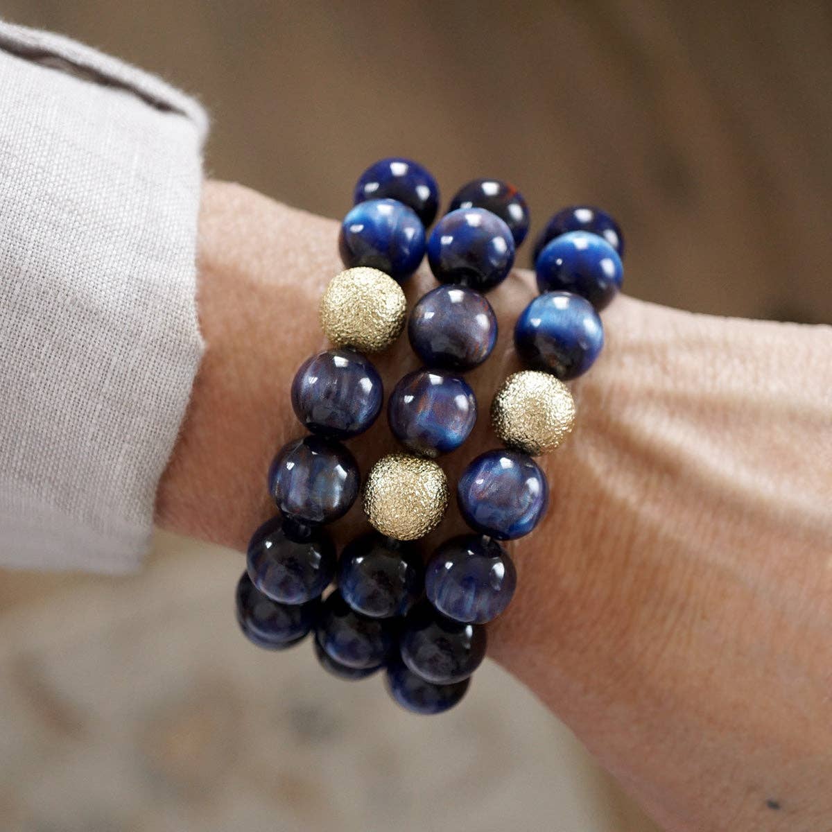 Chunky Beaded Stretch Bracelet Set – Fall Glow: Peacock