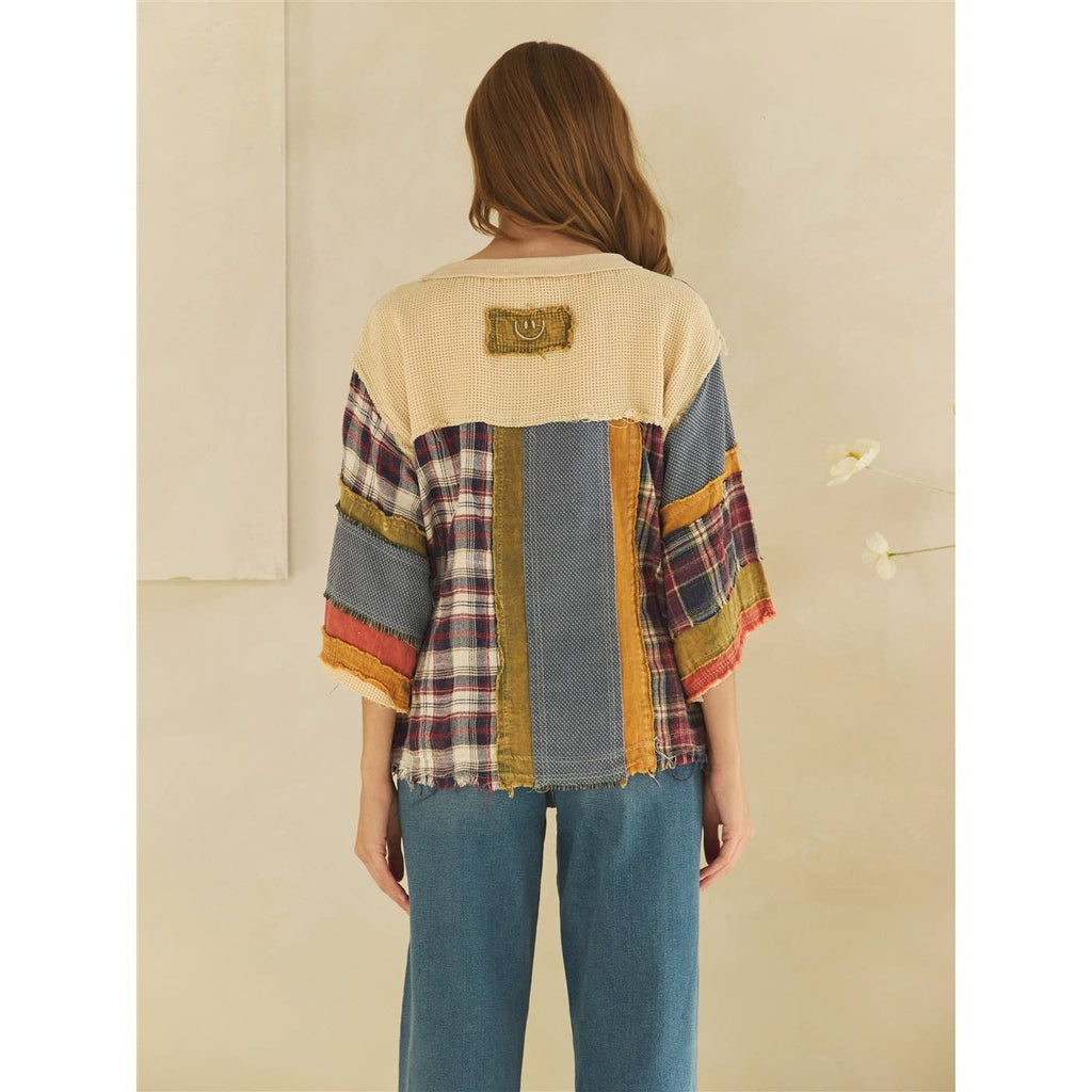 Oli&Hali - WASHED FABRIC MIX COLOR BLOCK TOP