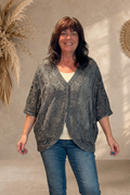 Crinkled Cotton Top – Charcoal Boho Oversized Tunic | Boho Boutique Clothing
