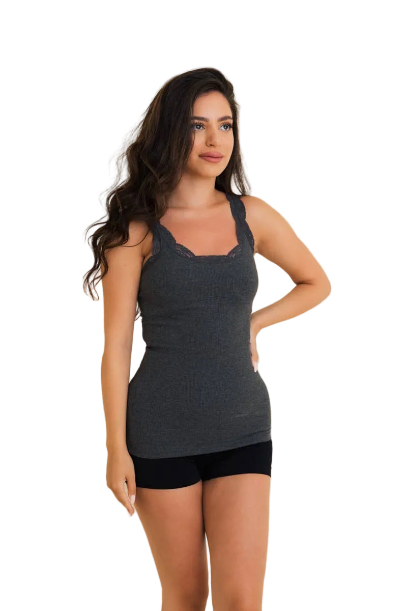Leto Cotton Knit Tank – Black & Cream Two‑Tone Sleeveless Top | Boho Boutique Clothing