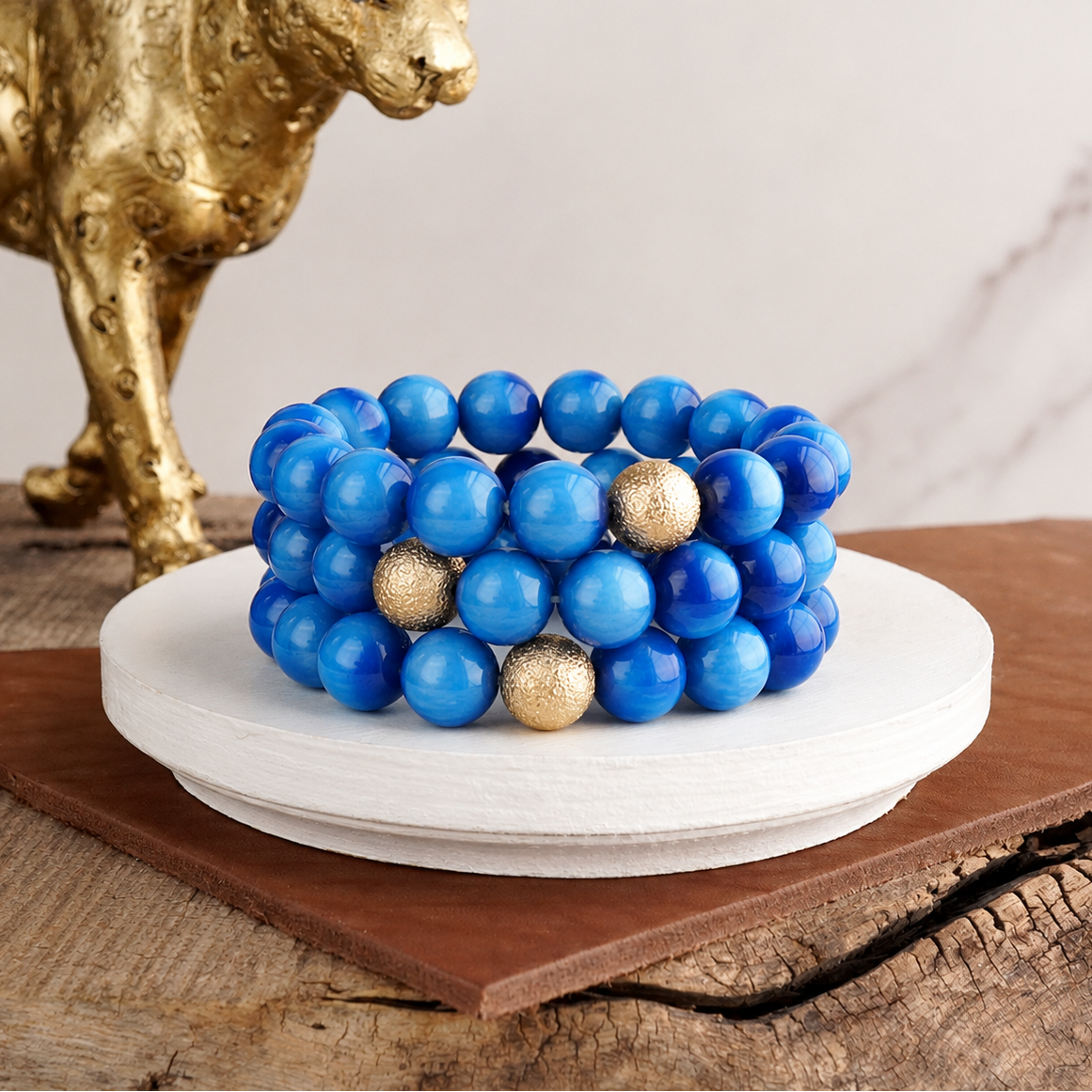 Chunky Beaded Stretch Bracelet Set – Fall Glow: Peacock