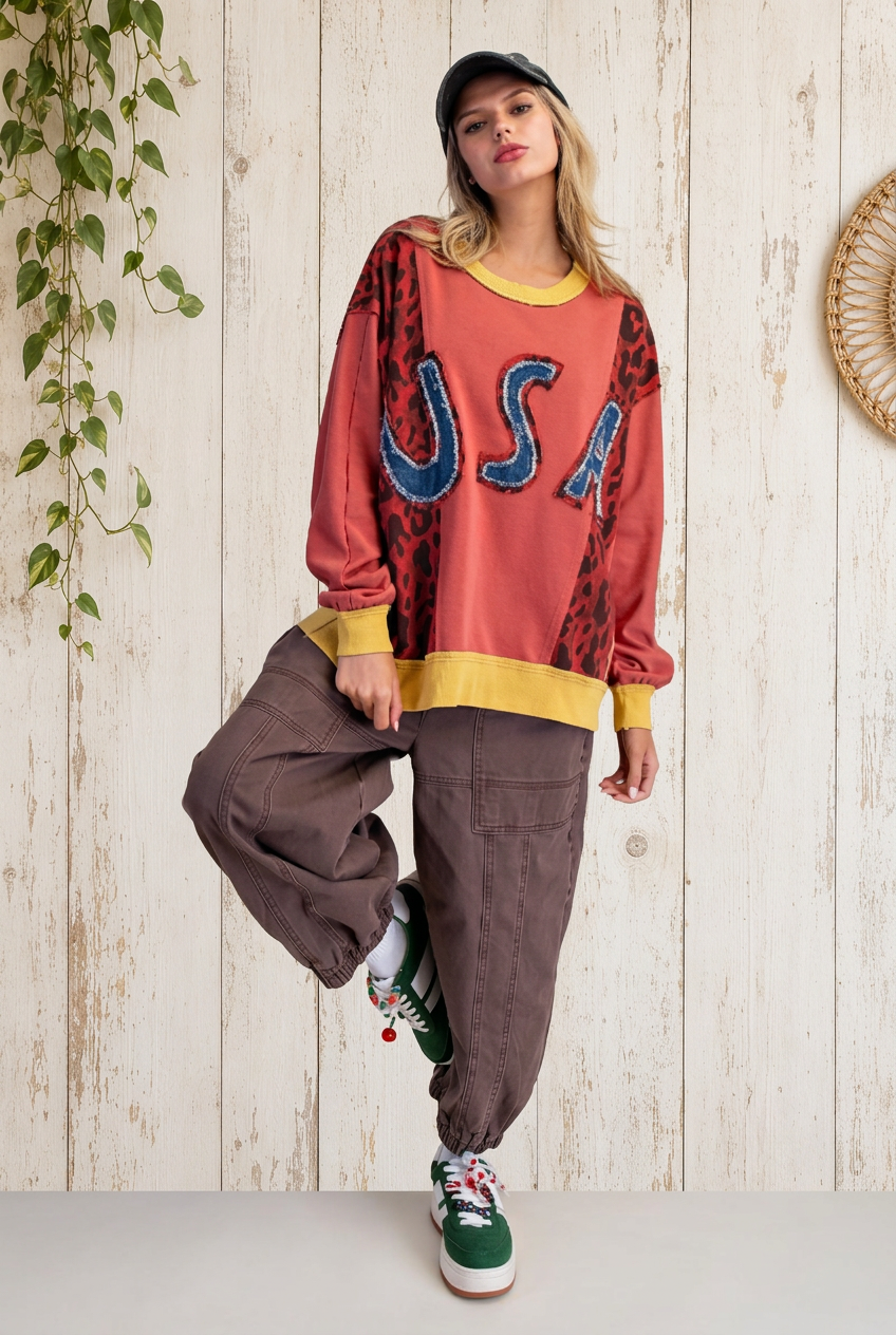 Full-length sweatshirt preview with light wood backdrop