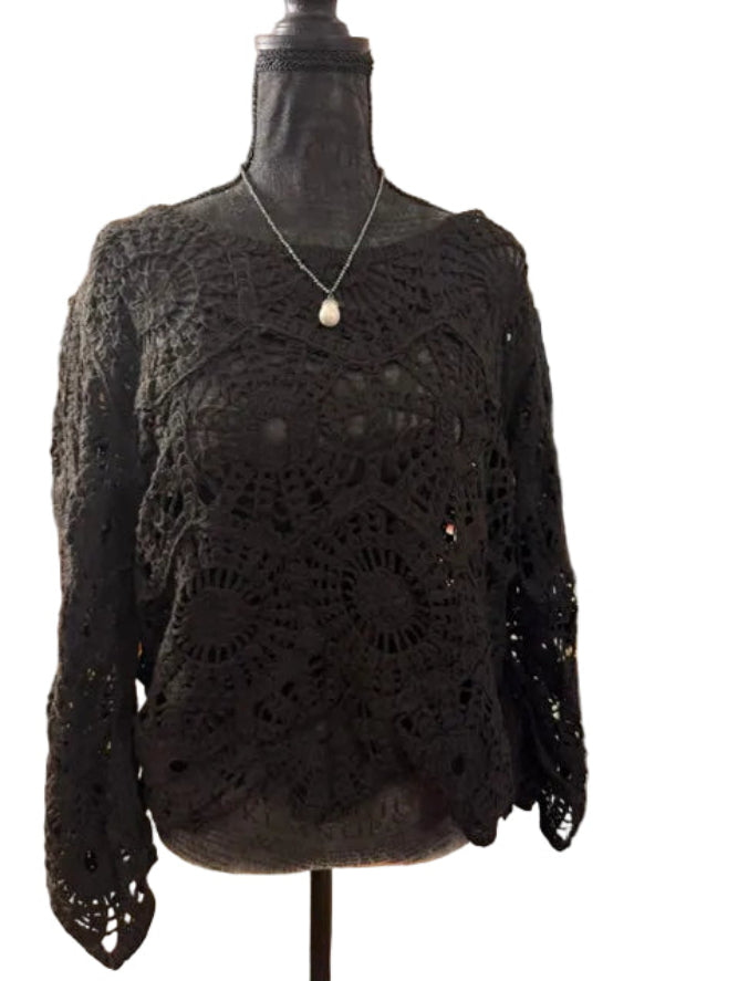 Crochet Lace Top – Midnight Bloom