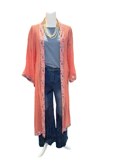 Cotton Kimono – Coral Bloom