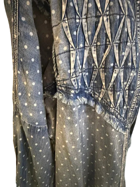 A Rare Bird Polka Dot, Quilted Denim Jacket Boho Boutique Clothing