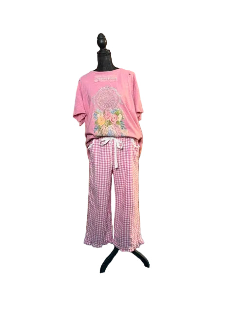 Sugarstripe Cotton Pants – Pink Gingham Charm