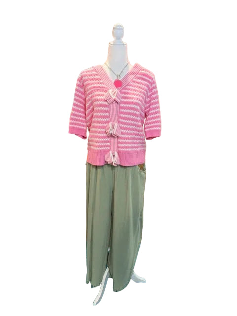 Candystripe Bow Cardigan – Blush Delight