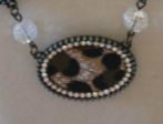 Leopard Oval Rhinestone Pendant Necklace