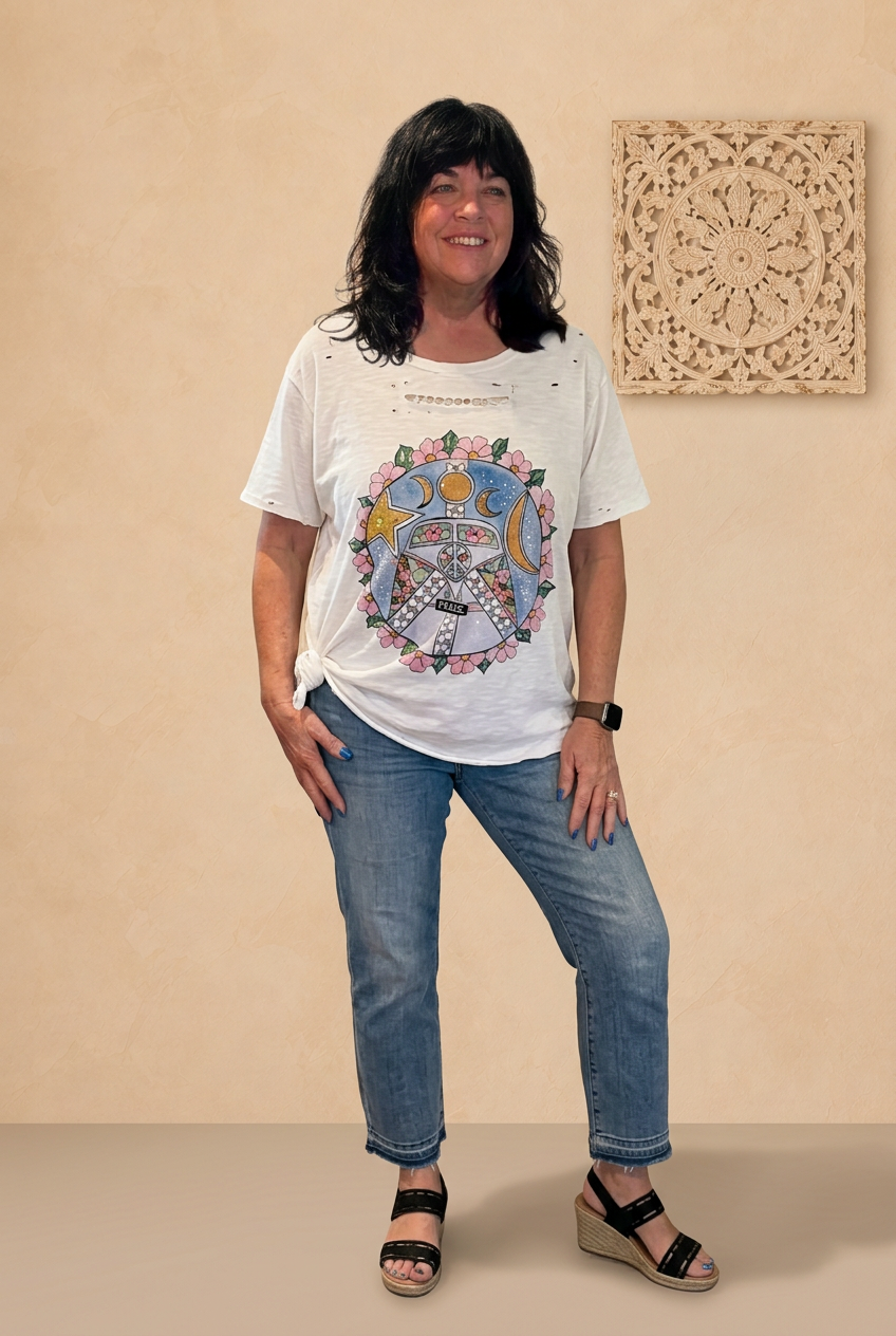Peace-bus shirt preview using the supplied model’s face